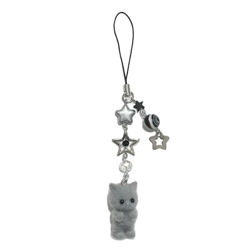 white calico cat critter phone charm handmade