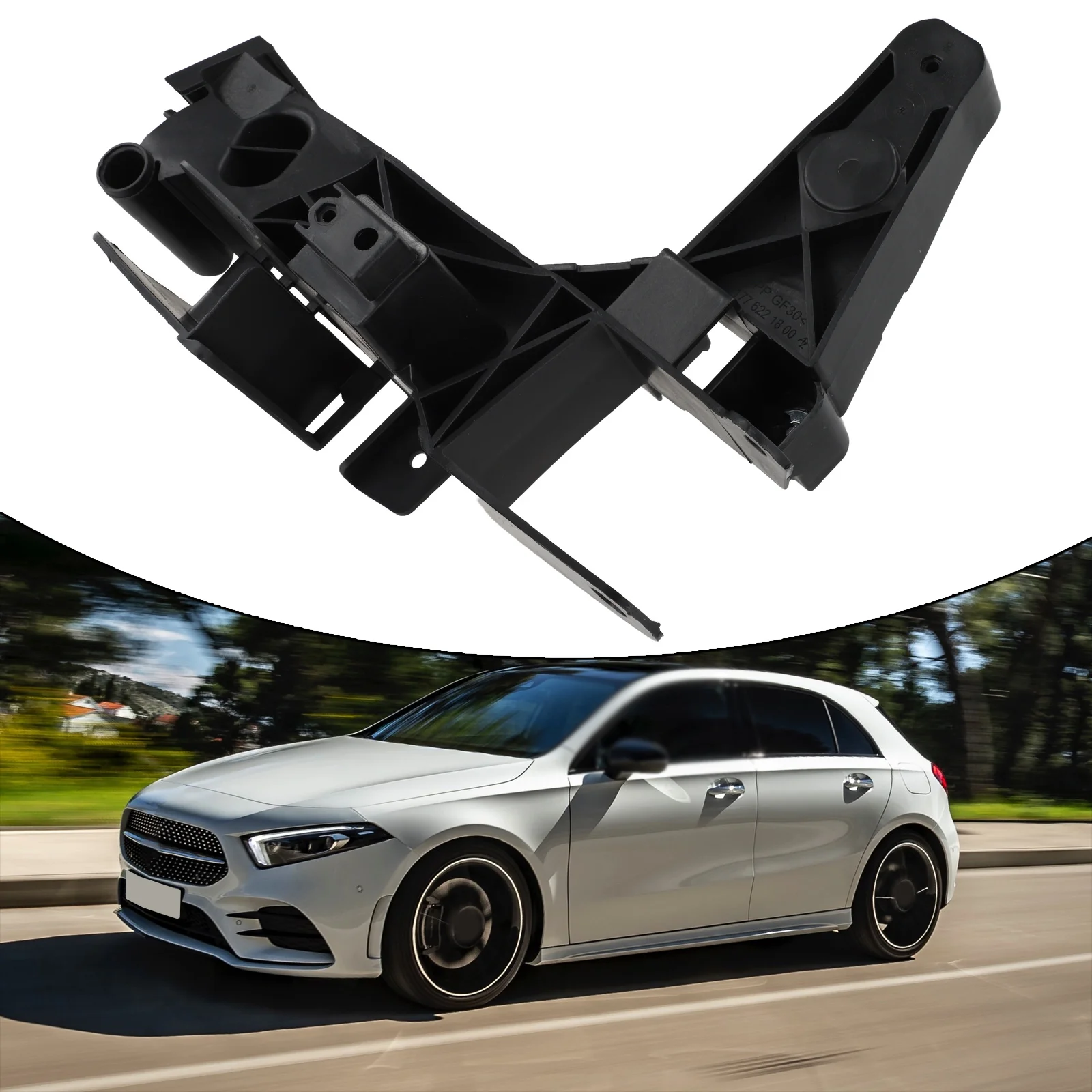 

1 шт., черный OEM номер 1776221800, подходит для A-Class W177, передний левый боковой монтажный кронштейн радиатора, автомобильные аксессуары