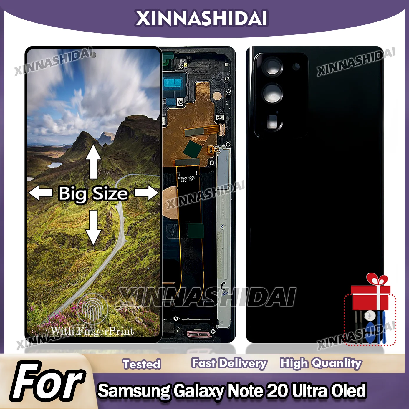 Pantalla LCD OLED de gran tamaño para Samsung Note 20 Ultra LCD N986B, digitalizador de pantalla táctil para Samsung Note20U con marco.