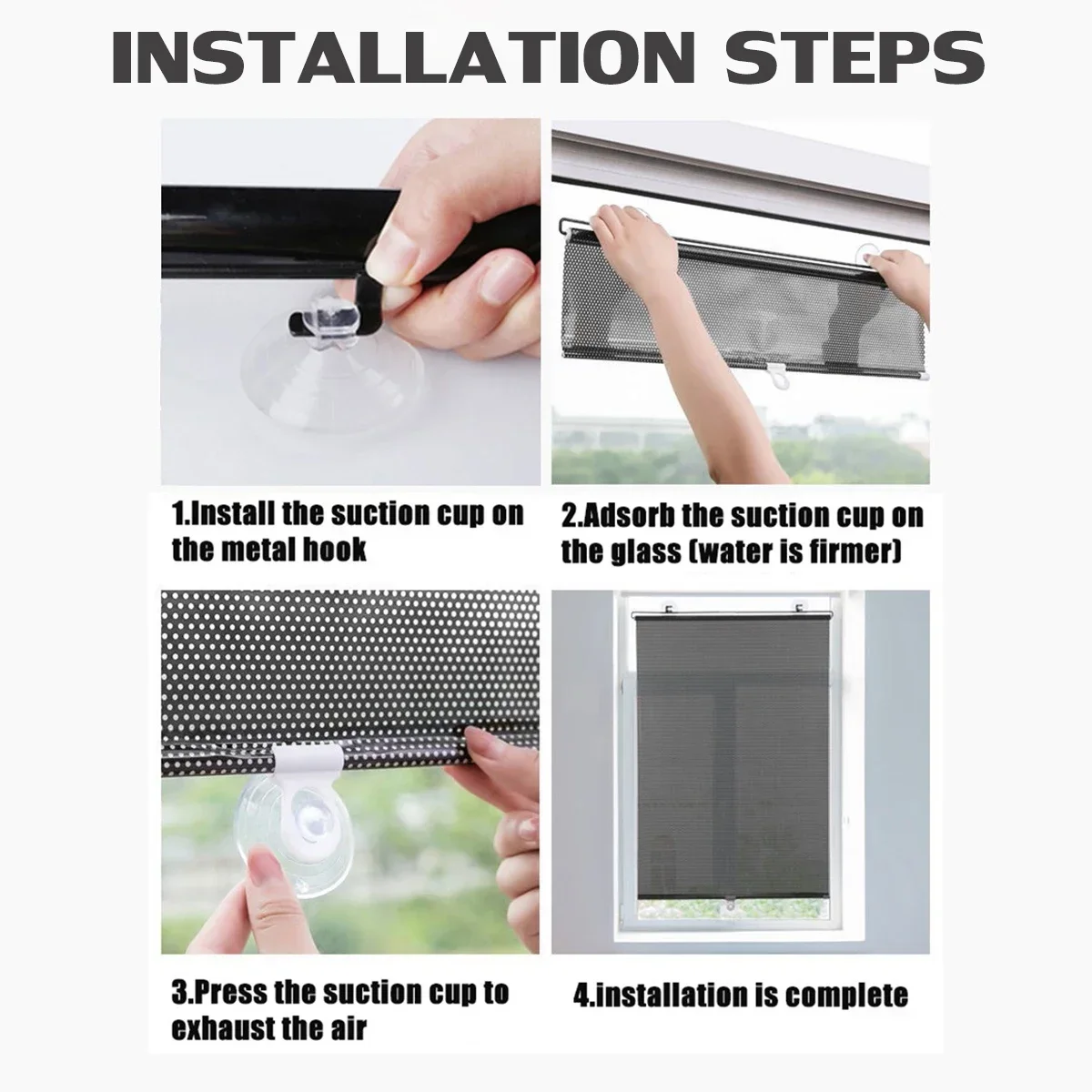 Universal Sunshade Roller Visor Blackout Curtain Shutter Drape Car Windshield Protector with Suction Cup Kitchen Office Supplies