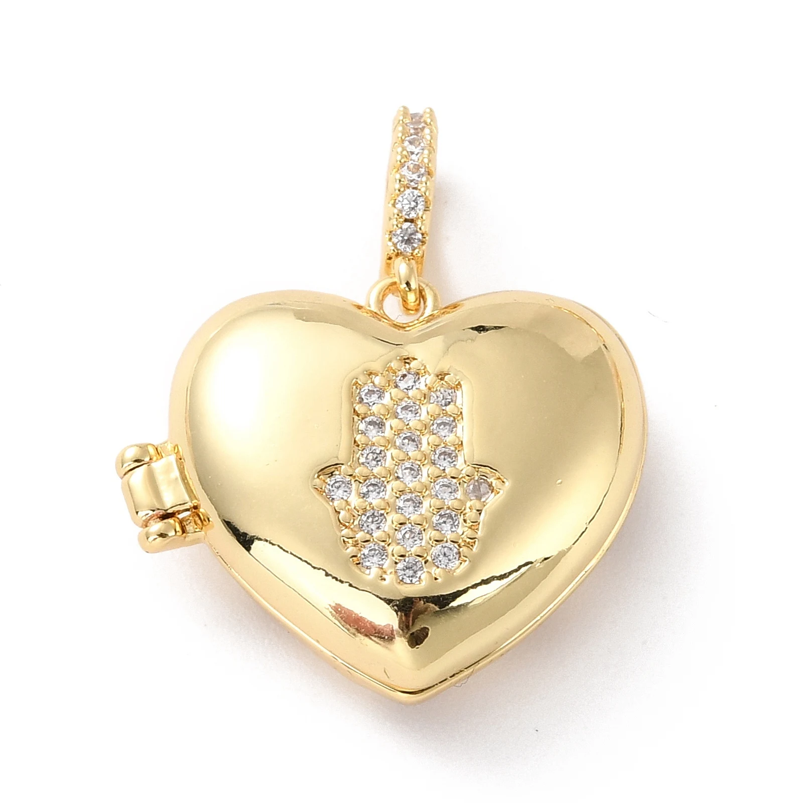 

5pc Brass Micro Pave Cubic Zirconia Pendants Long-Lasting Plated Heart with Palm for Making DIY Jewelry Necklace Earring Finding