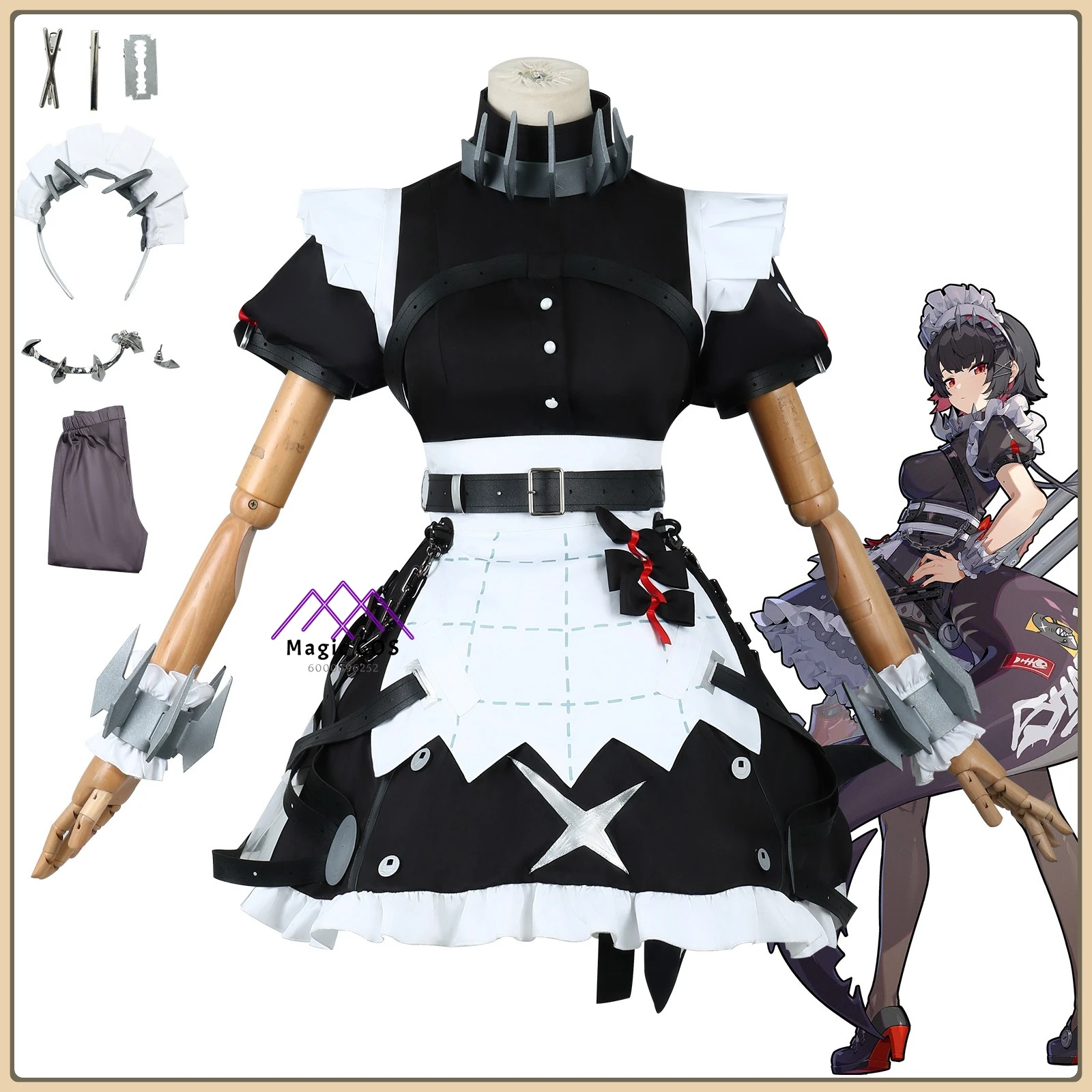 

Zenless Zone Zero Ailianqiao Costume Women's Soft Maid Fabric Full Set High Quality Anime Clothes for Halloween Party Suit