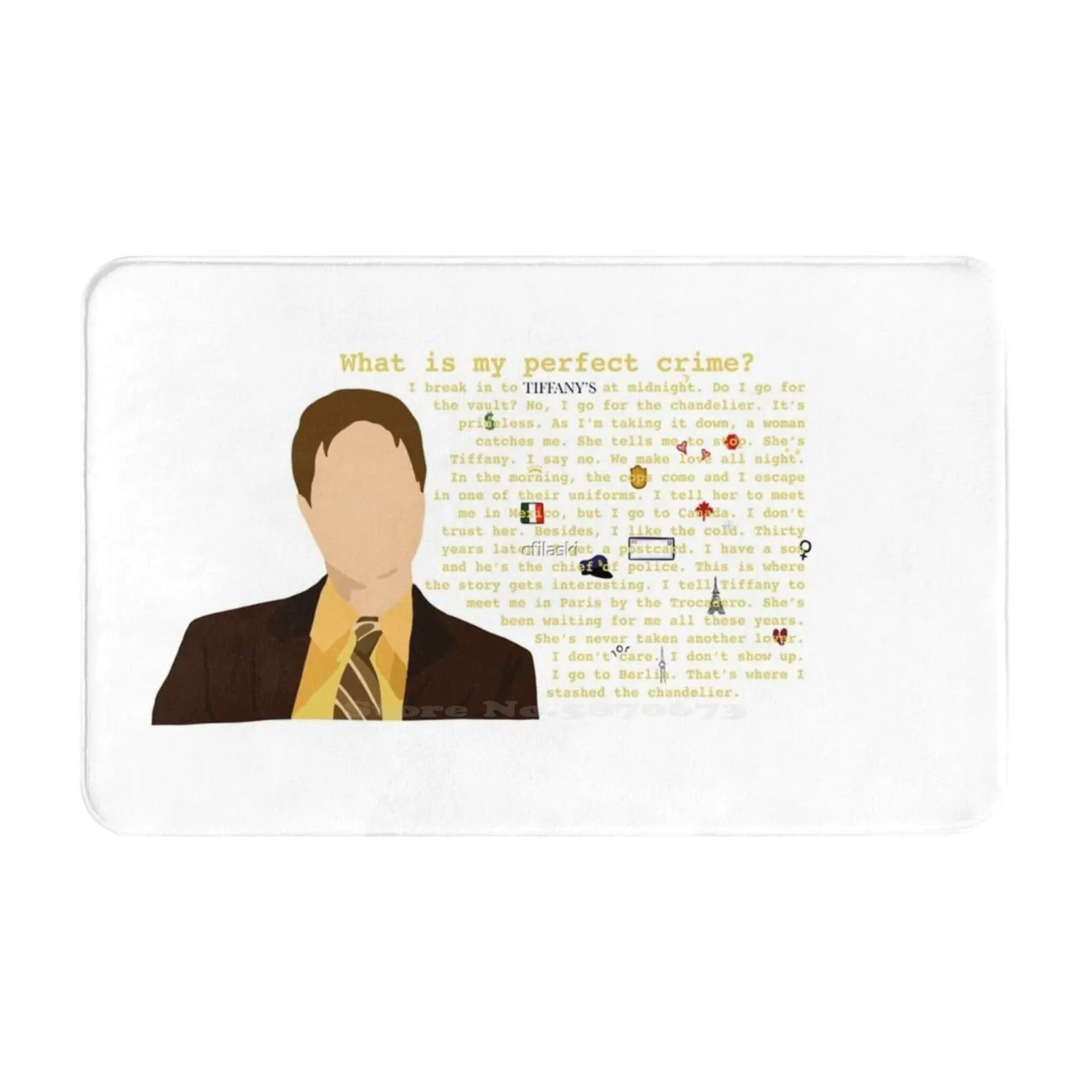 Dwight'S Perfect Crime Soft Cushion Car Home Carpet Door Mat Dwight Schrute Perfect Crime The Office Chandelier