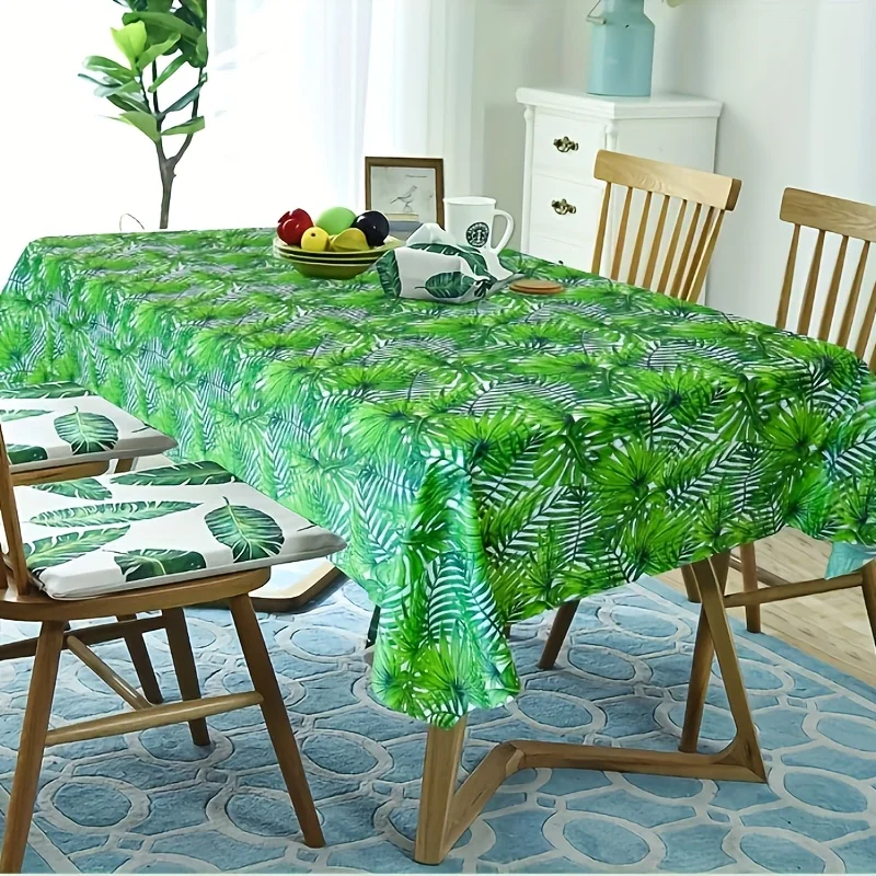 مفارش طاولة بلاستيكية للاستعمال مرة واحدة مع تصميم أوراق النخيل ، موضوع هاواي الاستوائي ، للحفلات ، الأماكن الداخلية والخارجية ، ديكور سفاري الغابة #4