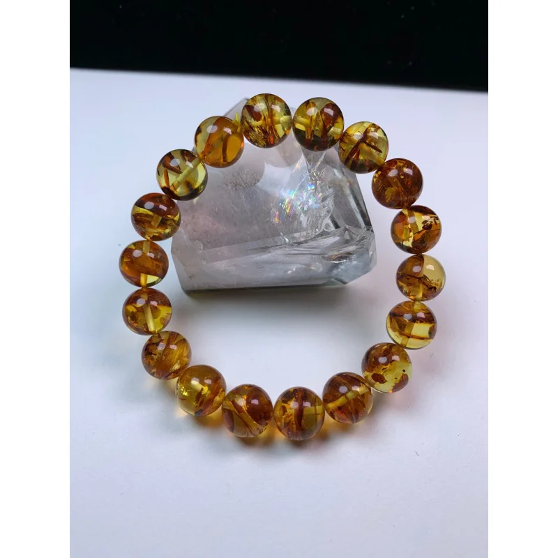 

Балтийский пчелиный воск, синий янтарь, темпераментный браслет с цитрином