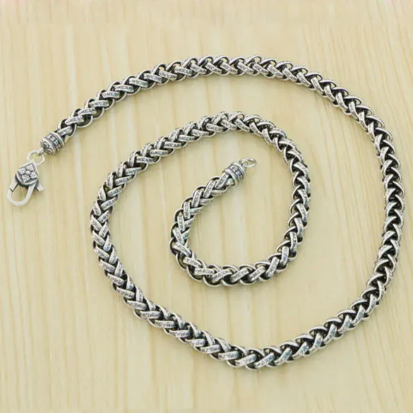 925 silver necklace handcrafted necklace for men Sterling Silver Thai Silver Vintage Fashion Punk Rock China-Chic Chain