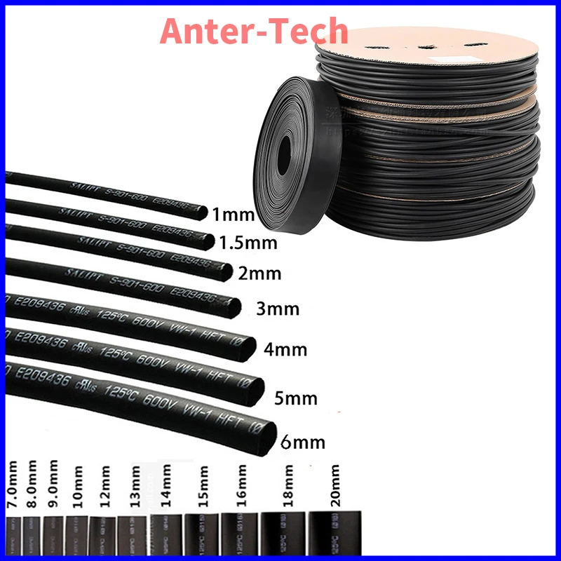 1 Meter/lot 2:1 Black 1 2 3 5 6 8 10mm Diameter Heat Shrink Heatshrink Tubing Tube Sleeving Wrap Wire Sell DIY Connector Repair