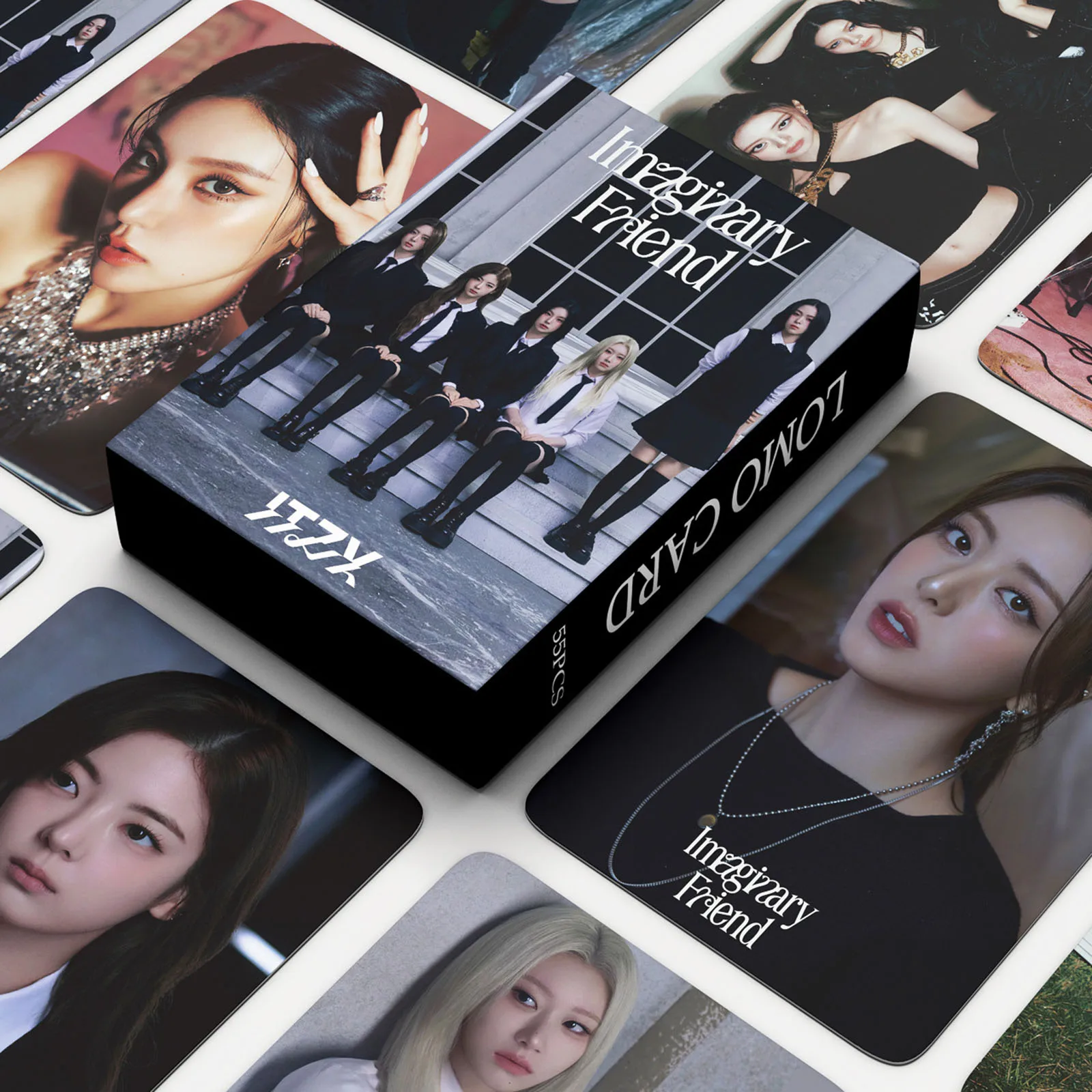 Kpop ITZY Album Imaginary Friend Boxed Card 55pcs/Set High Quality HD Photo Korean Style Coated LOMO Card Fans Collection Gift