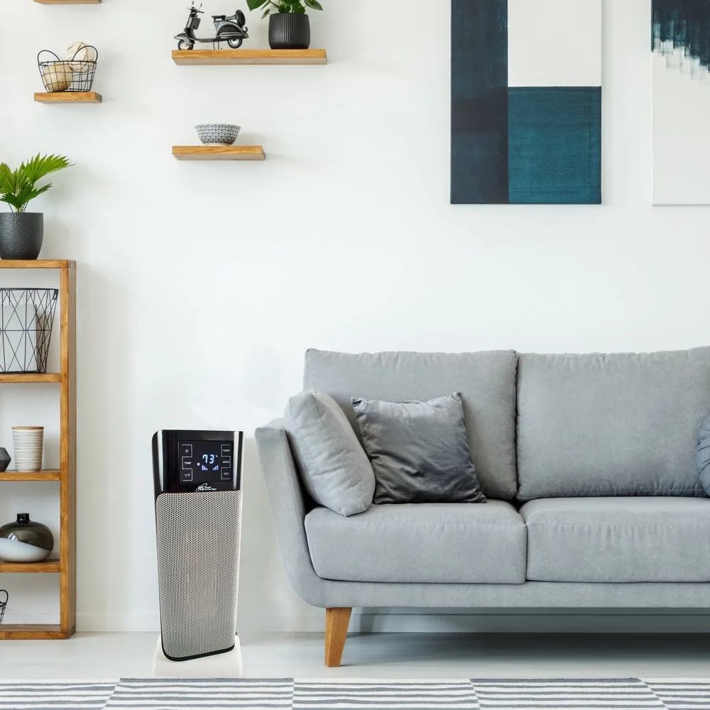 22 インチデジタル振動セラミックタワーヒーターリモコン付き LCD ディスプレイ 9 時間タイマー過熱保護屋内使用