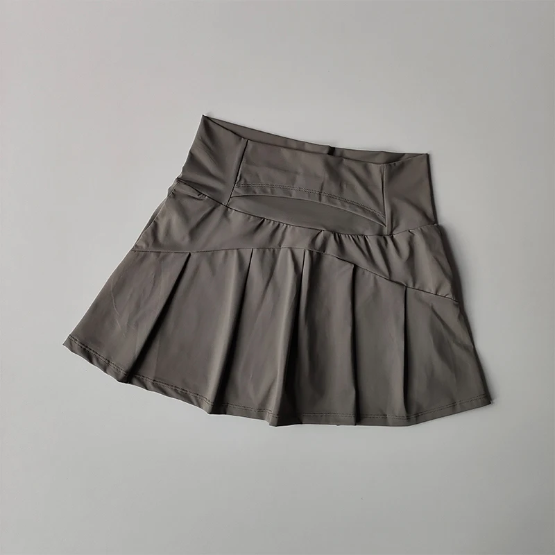 Hochgeschnittener Sport-Kurzrock, Sommer-Neuheit, kühl und blendfrei gefütterte Shorts, Damen-Fitness-Yoga-Schnelltrocknungs-A-Linien-Rock – Detail 6