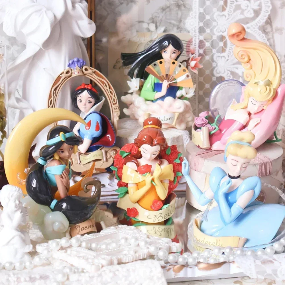 Disney princesa galeria de arte série caixa cega figura ariel cinderela aurora neve branca belle caixa misteriosa crianças presentes surpresa