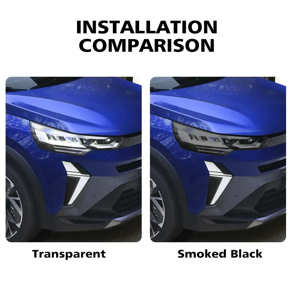 Premium High-Gloss Smoke Black TPU Headlight Protection Film for Renault Captur 2024-2026 Pre-Cut PPF Anti-Scratch Vinyl Kit