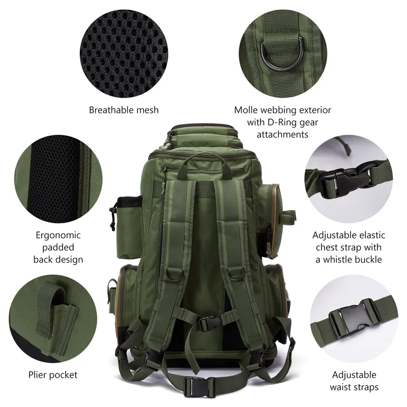 Mochila Tática Leve Bassdash para Pesca com Caixa de Tackle — foto 6