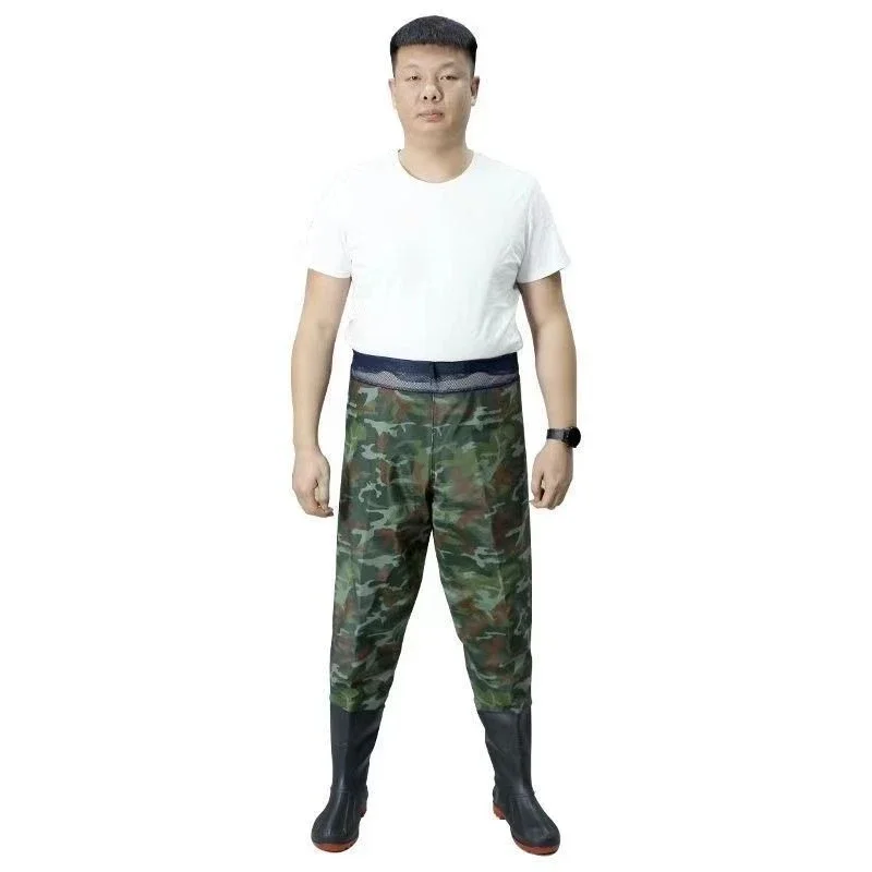fishing pants, half-body rain pants with rain shoes, farmland waterproof clothing