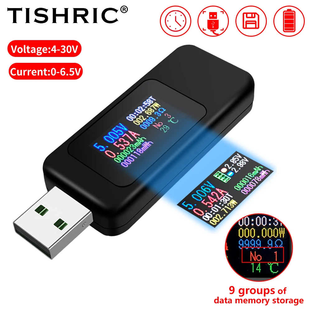 

Цифровой USB-тестер TISHRIC MX18, вольтметр, амперметр, детектор мобильного зарядного устройства, индикатор постоянного тока 4-30 в, детектор напряжения