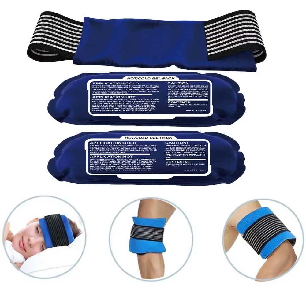 

Elastic Gel Cold & Hot Packs Muscle Recovery Secure Fastening 2 Ice Packs with 1 Adjustable Wrap No Leakage Comfortable