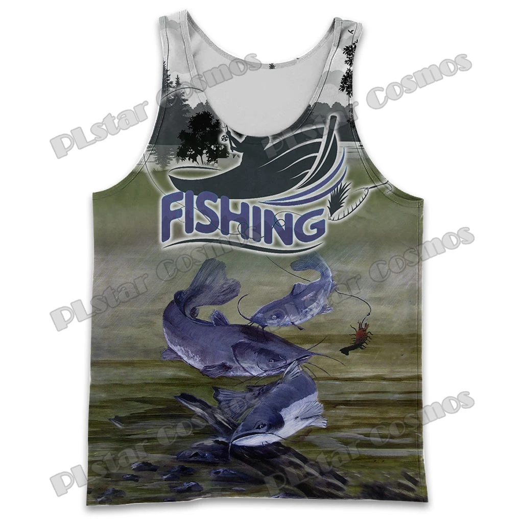 Walleye/Trout/Catfish/Bass/Marlin/Pike Fishing 3D Printed Men's Vest Summer Unisex Sleeveless Tees Casual Cool Tank Tops BX-79