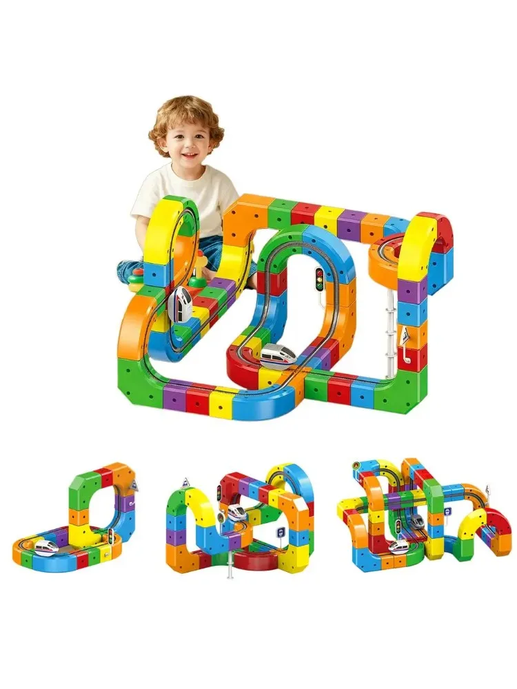 51/62/81/105//123/167PCS Magische Track Trein Oplaadbare 3D Building Tracks Cube rails STEM Educatief Speelgoed Verjaardagscadeau - afbeelding 2