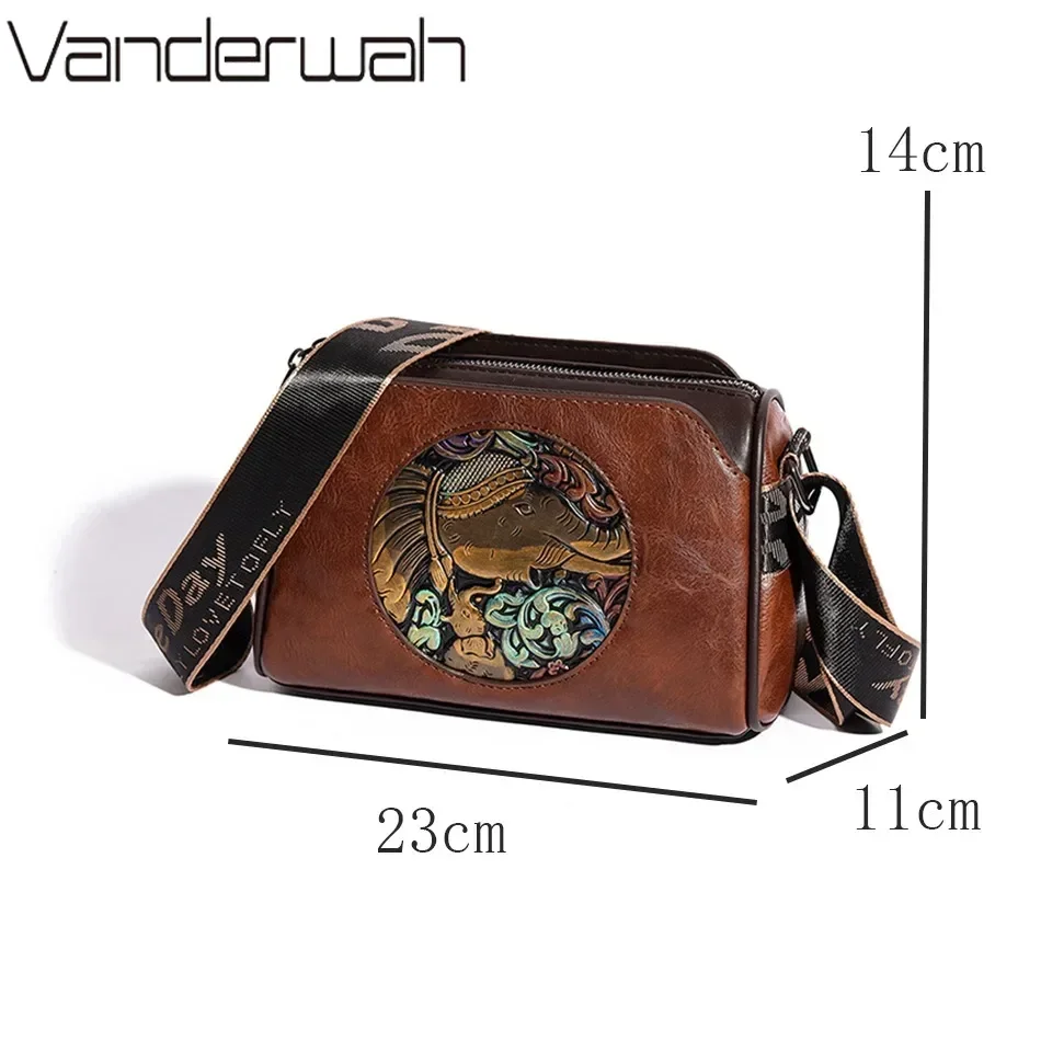 Women\'s Shoulder Bag Famous Brand Elephant Embroidered Female Messenger Bags Wallet High Quality Leather Girl Bolsas Sac A Main