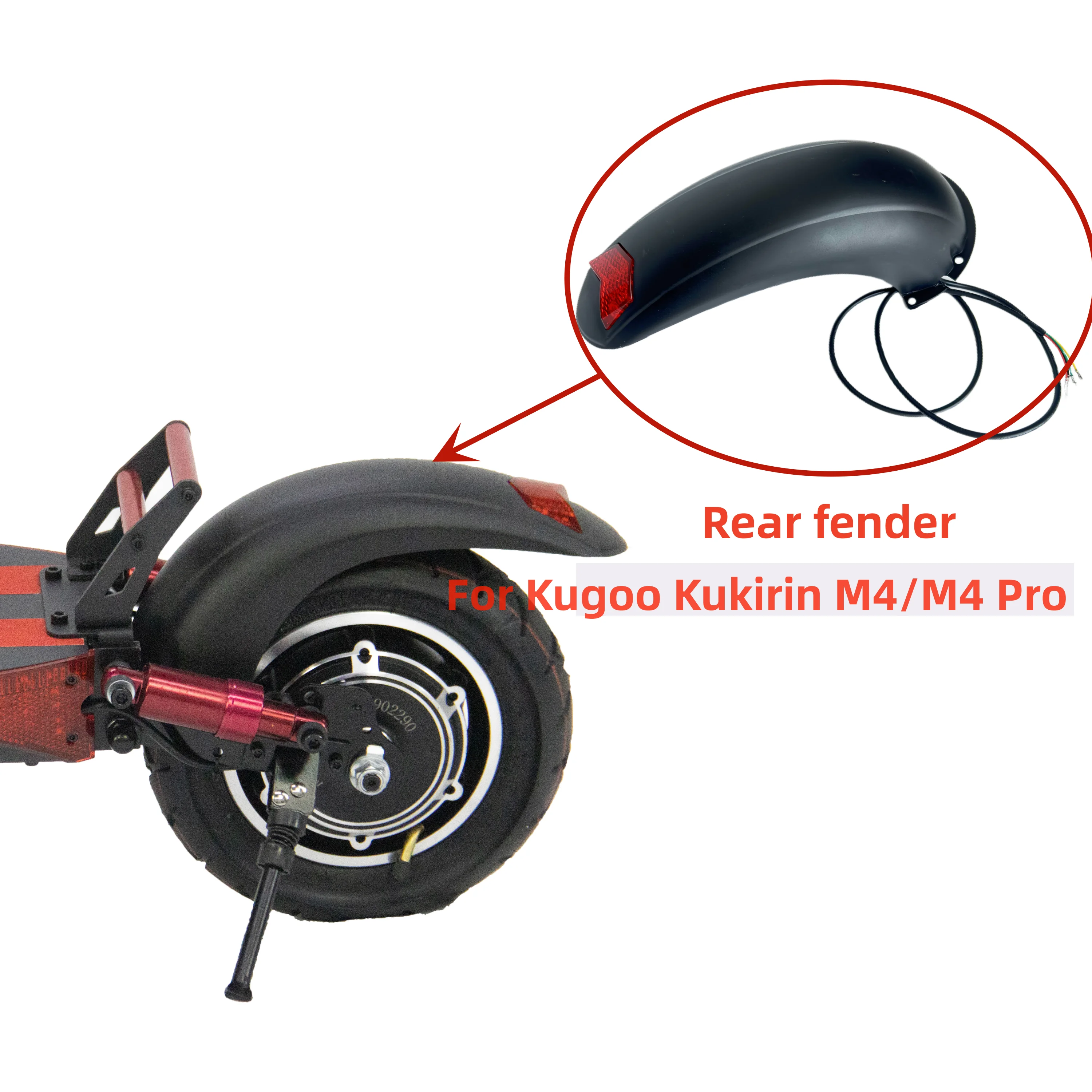 Kugoo KuKirin M4/M4 Pro Rear Fender and Taillight Part Stop Lamp Electric Scooter Back Mudguard Taillight Replacement Accessory