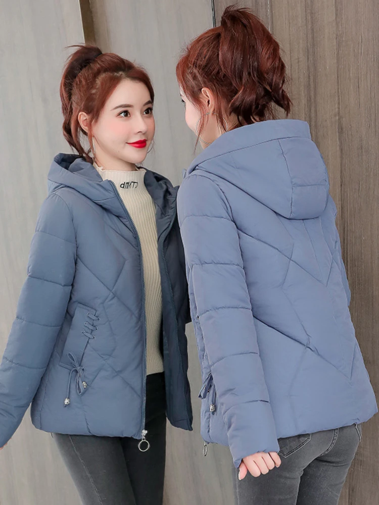 Thickened Down Cotton Jacket Women's Loose Short Knee Length Cotton Jacket 2023 Winter New Coat Bread Clothing Trend