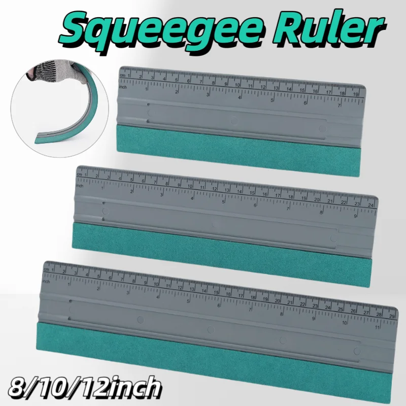 Felt Edge Wrap Squeegee w/ Ruler Decal Scraper Applicator for Window Tint Film Stickers Plastic Spatula Sign Making Measure Tool