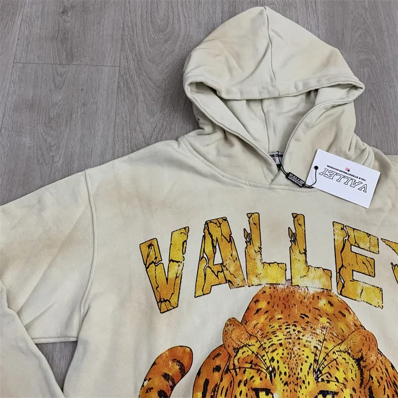 

VALLEY Men's Hoodies 1997 Roaring Animal Tiger Print Vale Oversized Sweatshirt Women Hooded Pullover