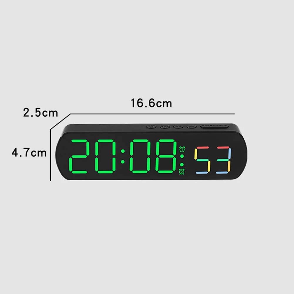 YOUZI ABS LED Digital Alarm Clock Electronic Adjustable Brightness LED Desktop Clock With Temperature Display For Home Bedroom