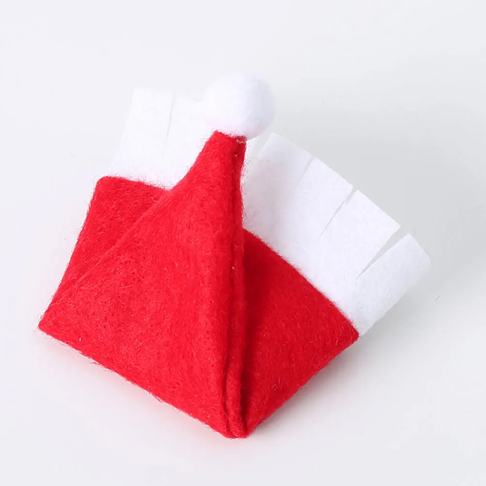 

20PCS Christmas Glasses Covers Santa Hat Flutes Mugs Cup Christmas Favors Decorations Party Favors Banquet Accessories