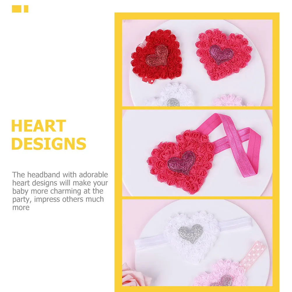 

4pcs Children Sequin Headbands Heart Design Party Photo Props Valentine Headpiece For Baby Girls Festival Hair Accessory Party