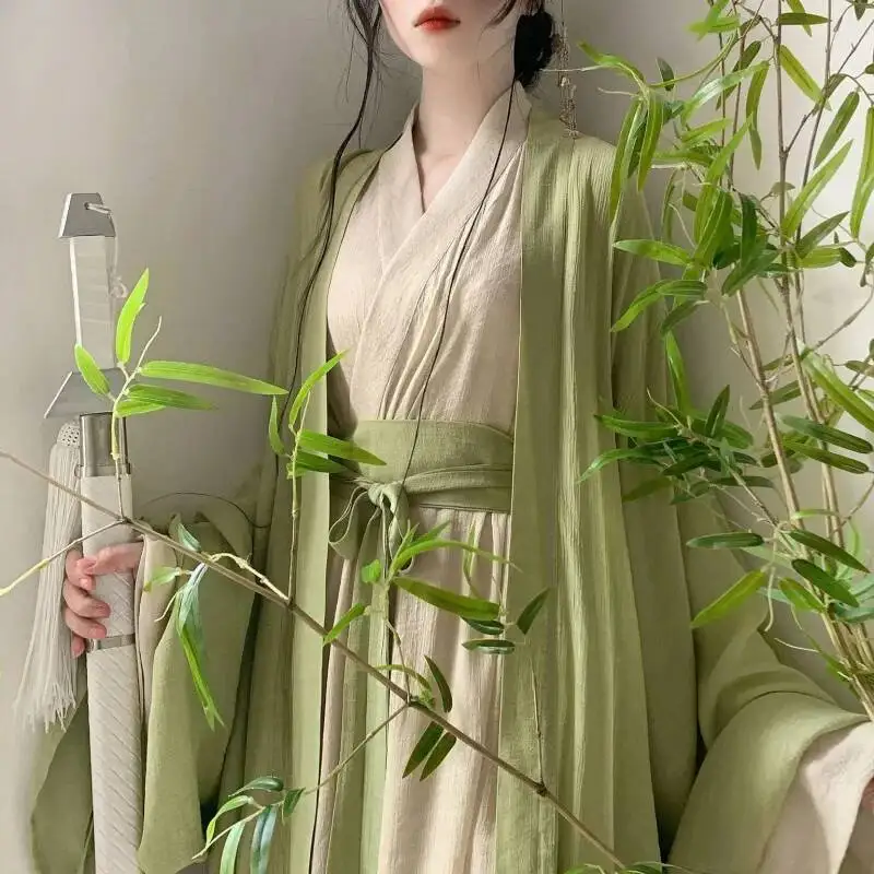 

Traditional Chinese Hanfu Dress Weijin Dynasty Women Clothes Carnival Cosplay Costume Cotton &linen Folk Fairy Dance Costume