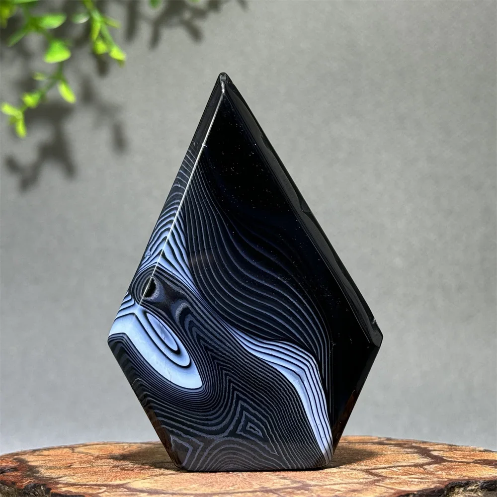 Natural Black Agate Free-Form Torch Home Fashion Decoration Gift Reiki Energy Healing Witchcraft Altar Chakra
