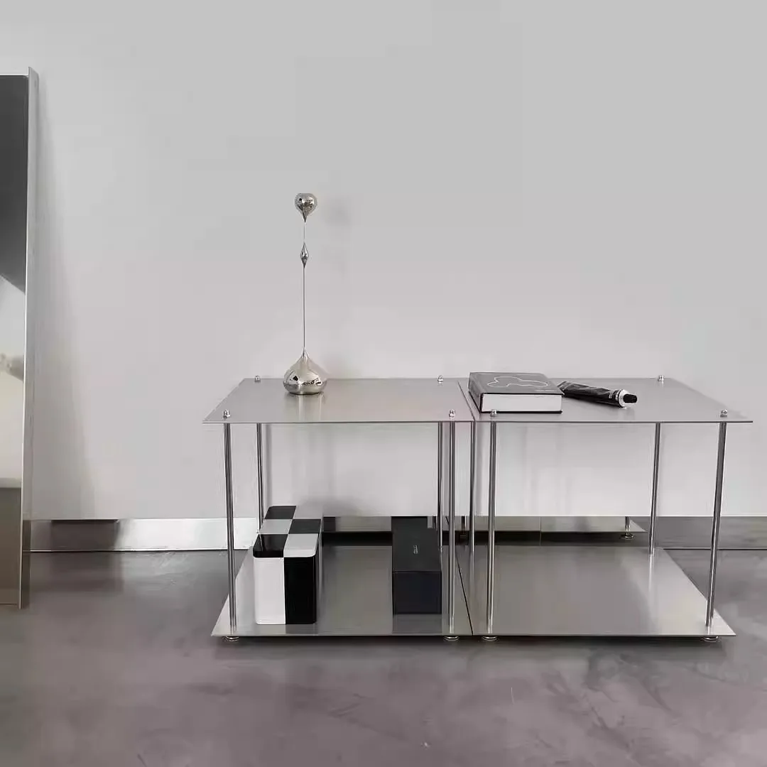 

Industrial style modular shelf Bauhaus simple living room floor bookshelf stainless steel multi-layer storage display stand