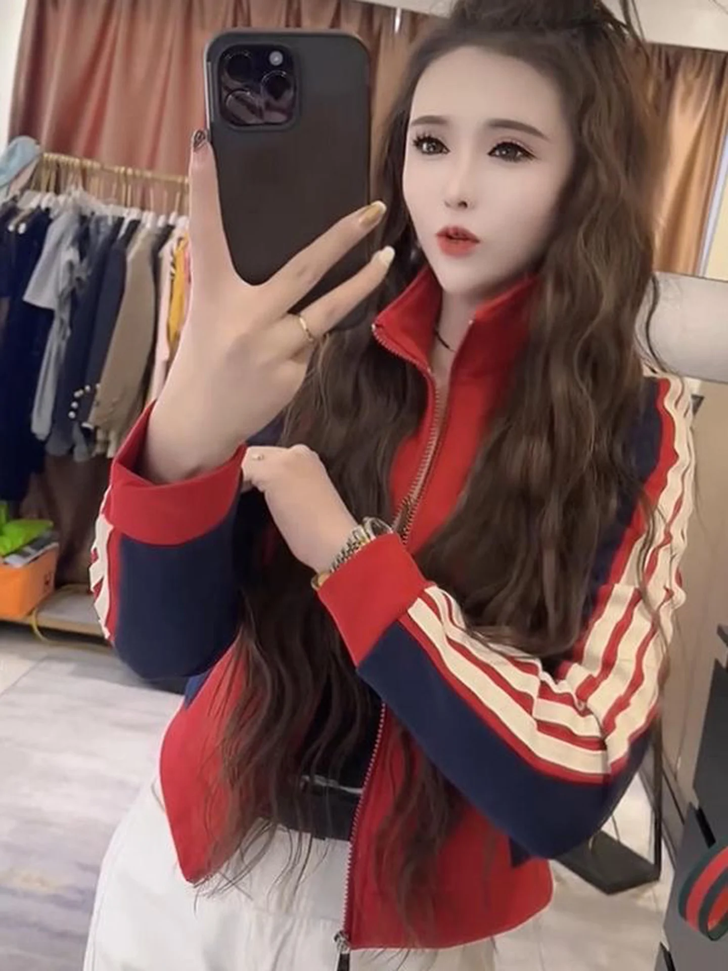 Fashionable Color Block Short Baseball Jacket Women's Autumn New Style Casual Fit Stand Collar Slimming Versatile Top