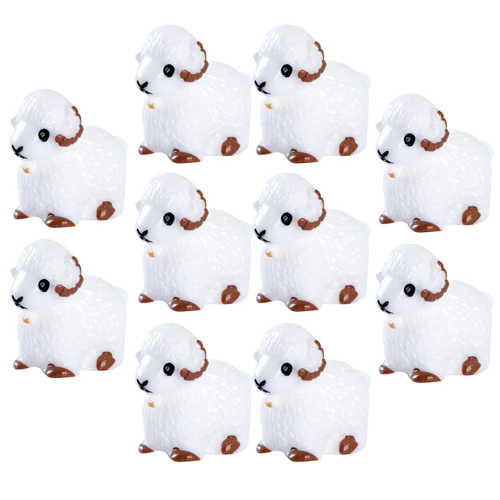 20 Pcs Mini Toys Imitation Sheep Ornament Supplies Statue Garden Outdoor Decor Cute White Small Figurines Baby