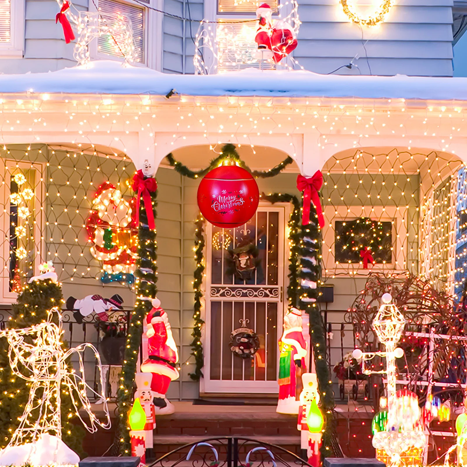 

1 set Led Glowing Ball Inflatable Christmas Decoration Multicolor Light Up Xmas Party Supplies Outdoor Indoor Decorative Ball