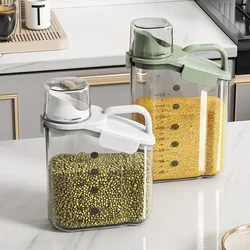 Grain Storage Tank 1500ML Cereal Storage Box with Measuring Cup Food Bean Grain Sealed Jar Kitchen Dispenser Storage Bottle