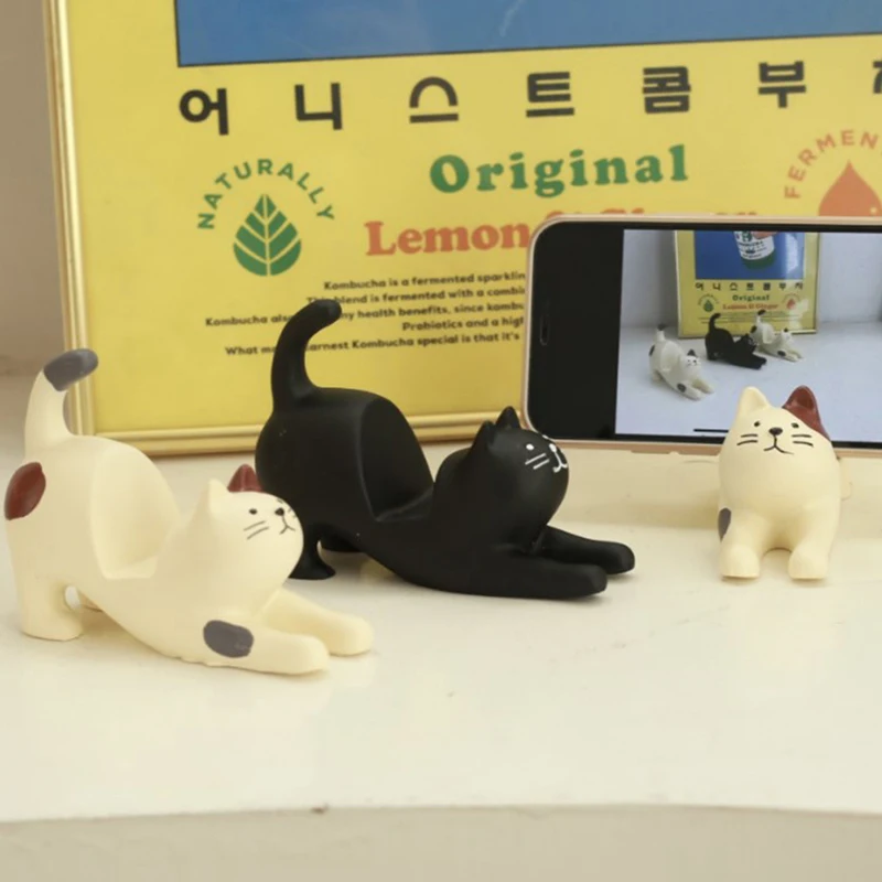 Phone Holder Bracket Resin Creative Convenient Lovely Design Cat Shape Bracket Mobile Phone Accessories image 4