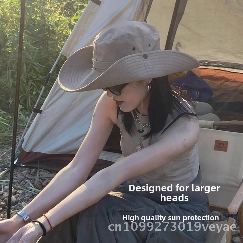 المرأة الصيف واقية من الشمس تسلق الجبال صياد قبعة كبيرة إيف في الهواء الطلق الصيد التنزه ظلة قبعة رعاة البقر حجم واحد يناسب معظم