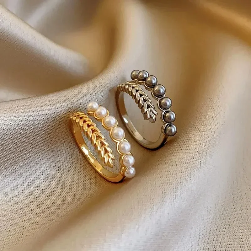 Flowers Butterfly Imitation Pearl Open Rings for Women Rhinestones Ladies Fashion Design Temperament Fingers Jewelry Wholesale image 5