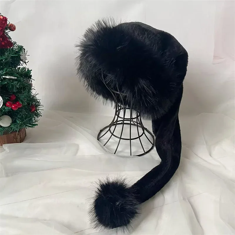 75cm Extra Long Black Plush Santa Hat Adult Christmas Costume Cap Xmas Halloween Party Decorations Novelty Holiday Headwear