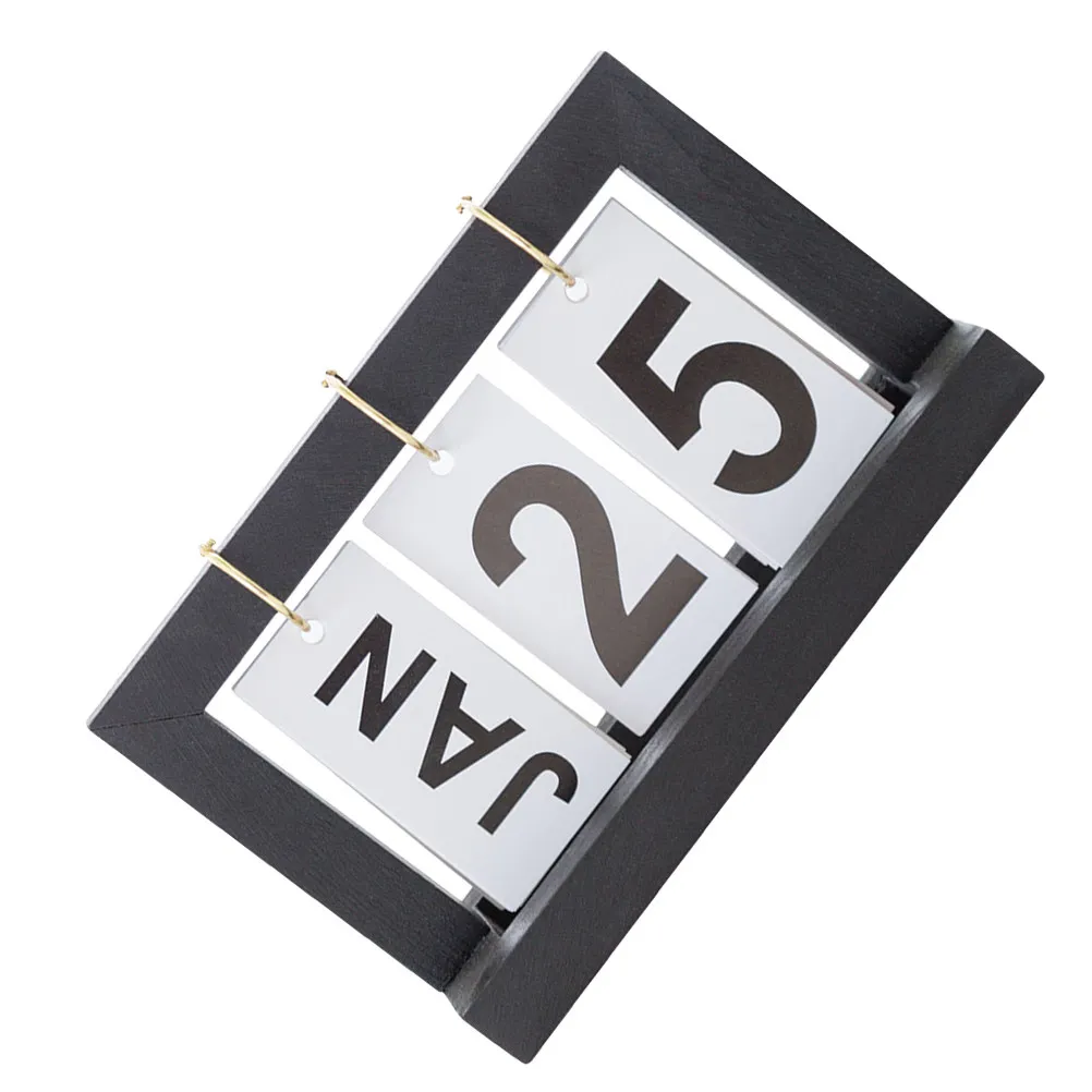 

1Pcs Wooden Perpetual Desk Calendar Wood Aluminum Month Date Display Home Office Coffee Shop Desktop Daily Calendar