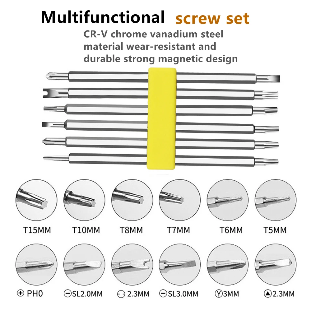 7PCS Screwdriver Set 6-in-one Y U Type Plum Blossom Triangle Shaped Bit Multi-function Household Disassemble Tools