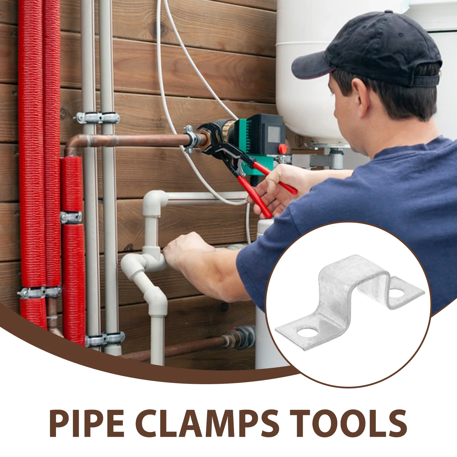 

4pcs Square Tubing Clamp Iron U-Shaped Tube Fastener Heavy Duty Pipe Fixing Clips For Fence Railing Stair Support Woodworking