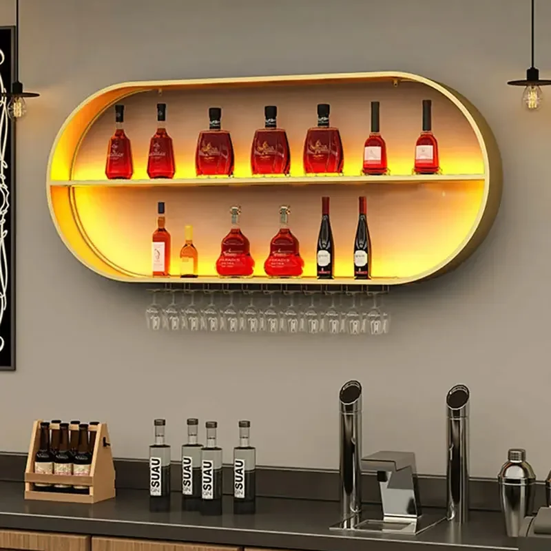 Minimalista Gabinete Display Wall Wine Rack, prateleira moderna, chique armazenamento titular, casa e bar móveis