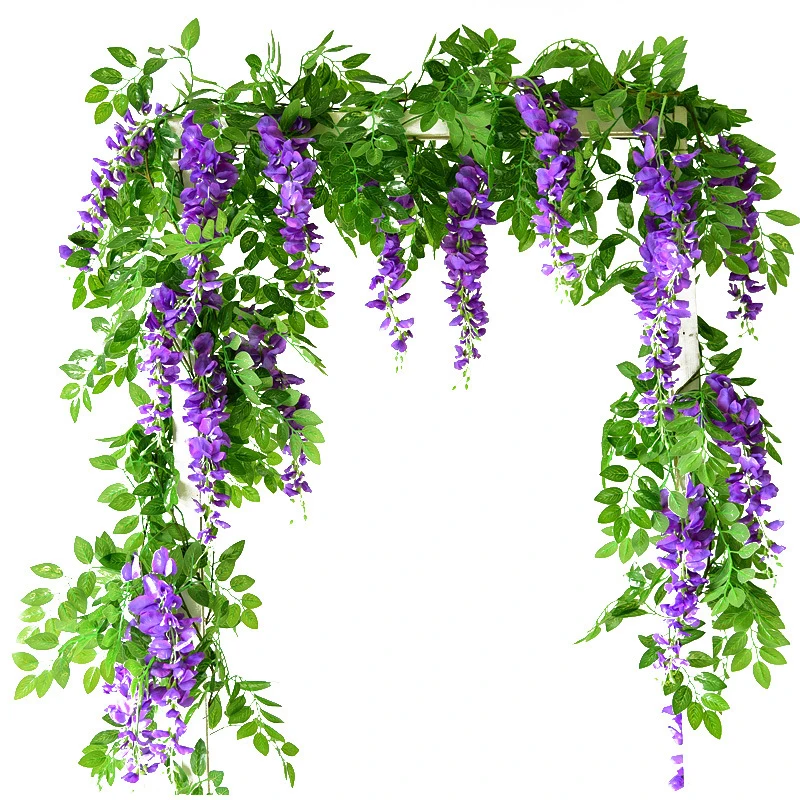 7ft 2m Flower String Artificial Wisteria Vine Garland Plants Foliage Outdoor Home Trailing Flower Fake Flower Hanging Wall Decor