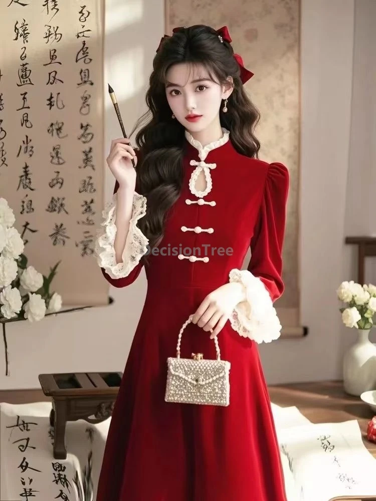 

Элегантное китайское платье-ципао 2026 года: модное, популярное, в стиле ретро, с романтичным кружевным дизайном