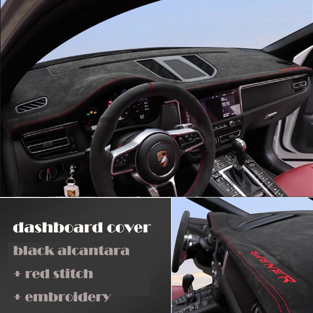 Custom Car Dashboard Cover Wrap in Alcantara for Porsche Macan 2016 2017 2018 2019 2020 Car Accessories Dashboard Pad Sticker