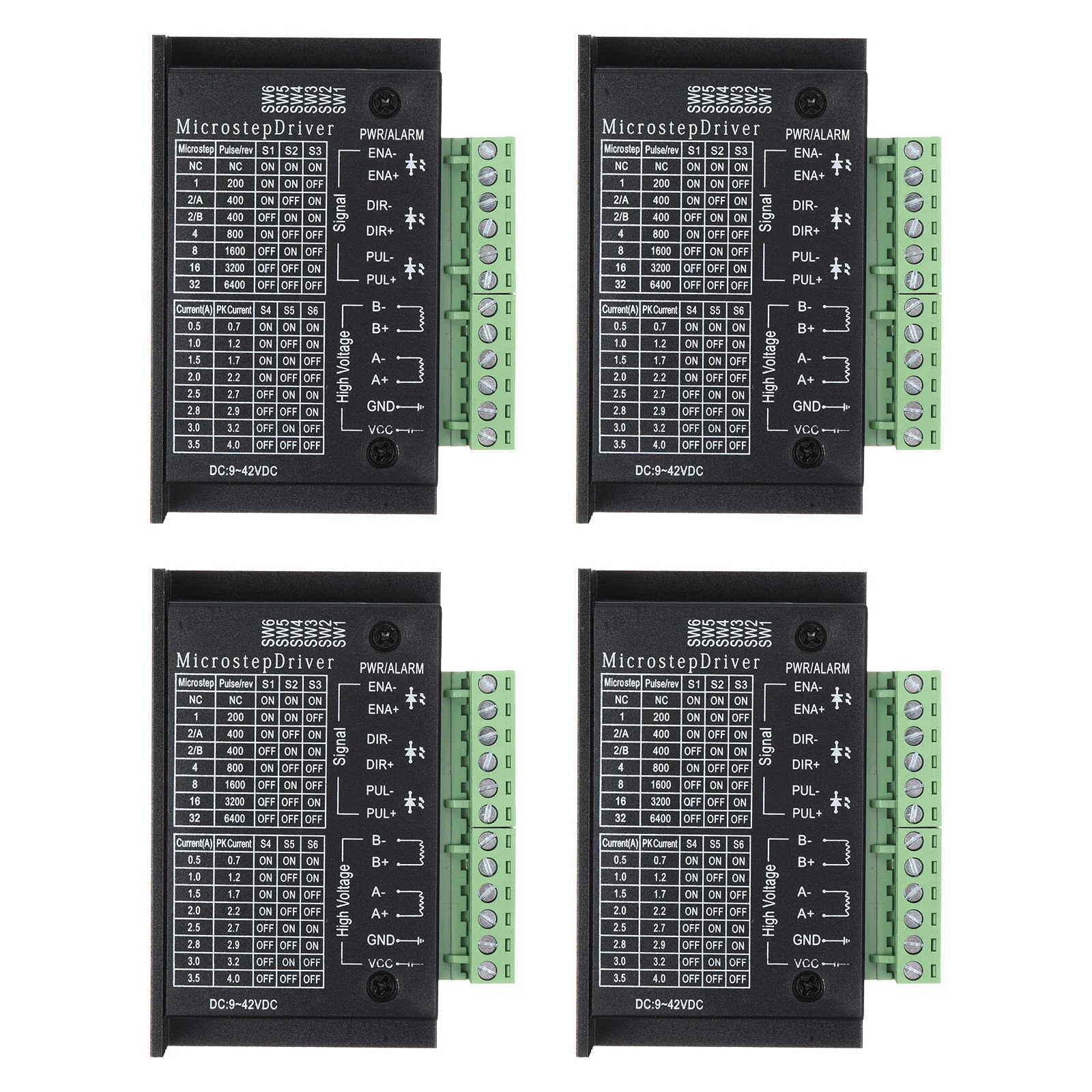 4Pcs TB6600 Stepper Motor Drivers 4A DC42V Stepper Driver Controller CNC Digital Micro Step Driver for 39/42/57 Stepper Motor