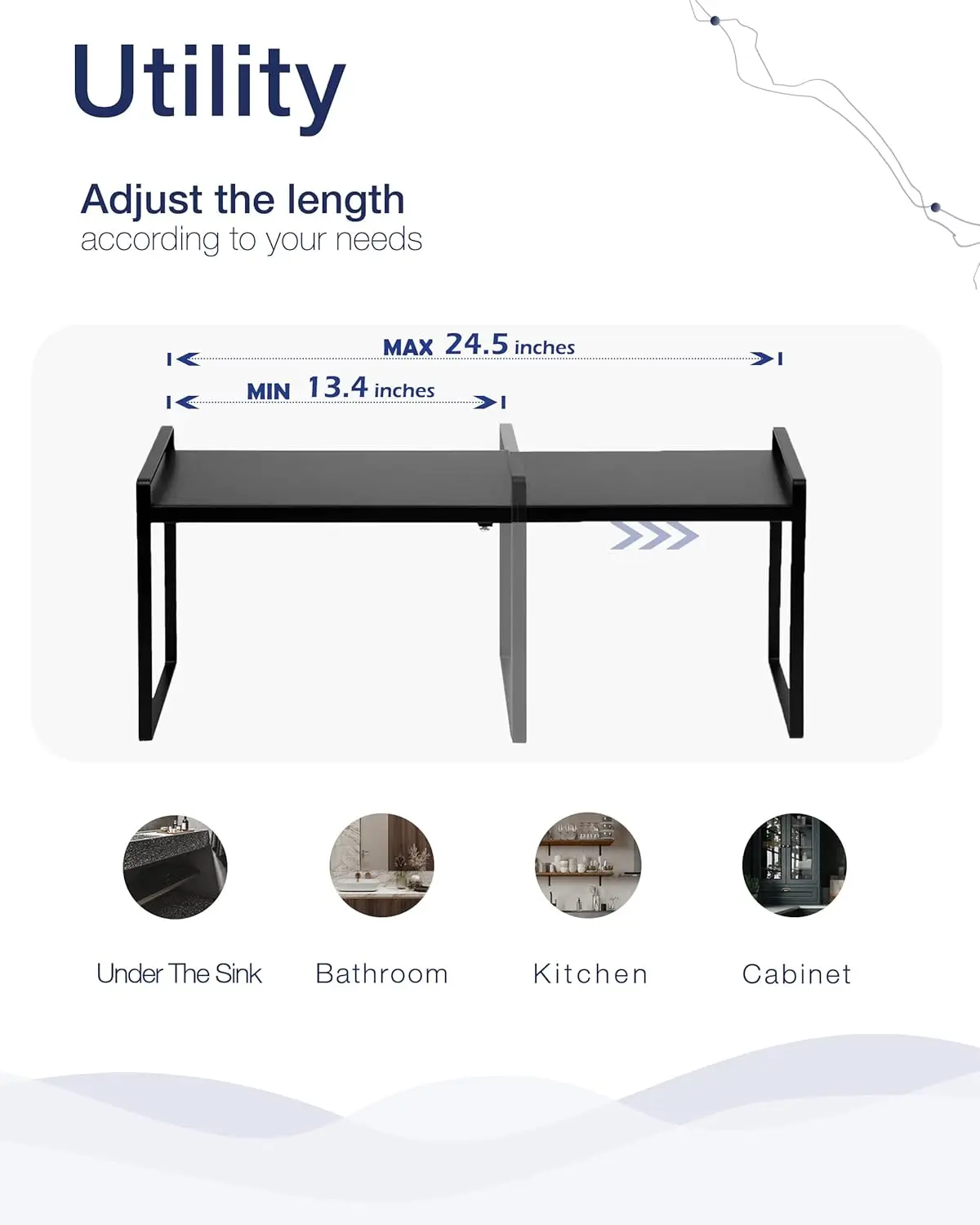 ขยายตู้ชั้นวาง Riser สําหรับห้องครัว Pantry ตู้ภายใต้อ่างล้างจาน Countertop Home Storage